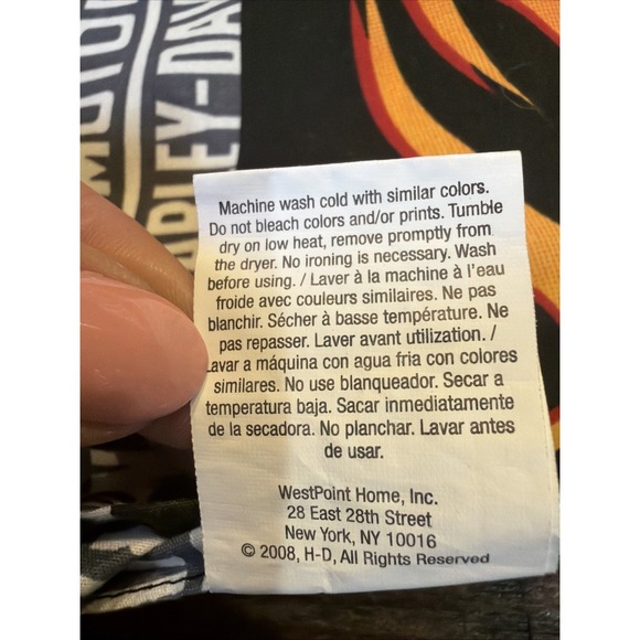 Harley Davidson Twin Sheet Set Flat/ Fitted Flames Logo Motorcycle Bedding - Picture 5 of 12